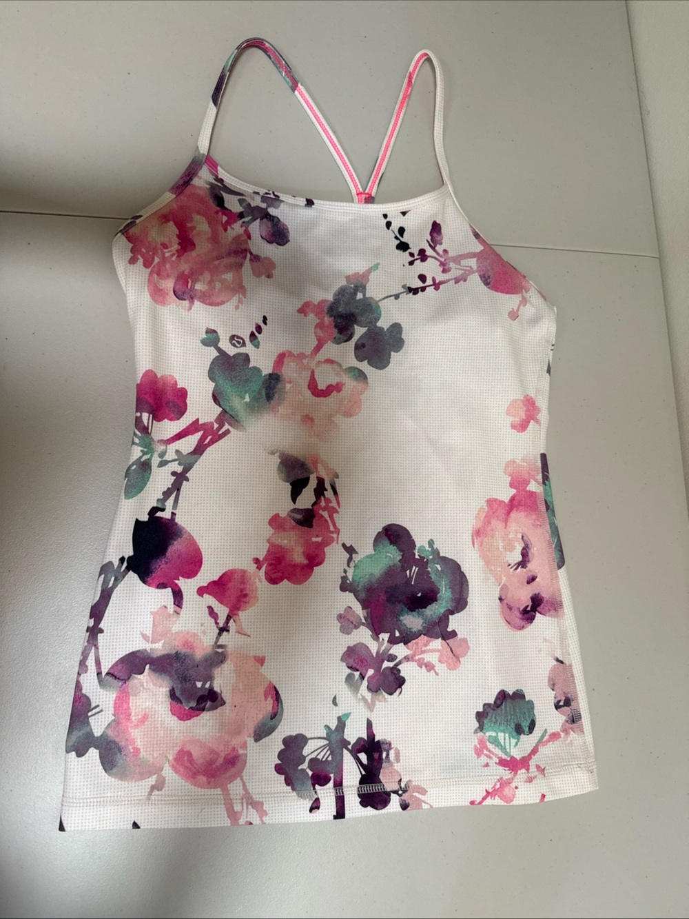Lululemon Blurred Blossom White Pink Floral Tank Top 6